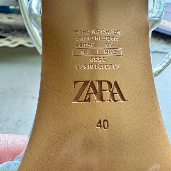 Zara Silver Pointed Toe Strappy Heels Size 40 - Picture 5 of 8